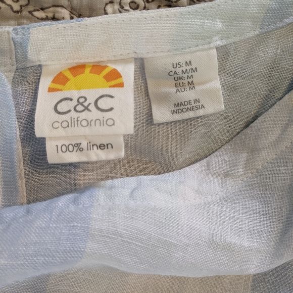 C&C California Linen Relaxed Crop Top Shell Button Back - Picture 3 of 4